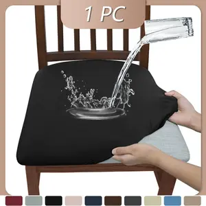 1pc Waterproof Elastic Milk Silk Chair Cover, Hotel Restaurant Table Seat Protector, Durable Furniture Protection, Easy to Clean