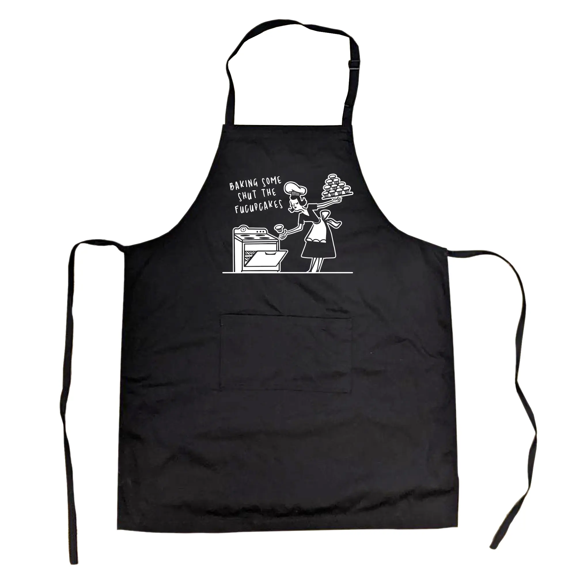 Baking Some Shut The Fucupcakes Apron Funny Kitchen Cupcakes Graphic Tee Kitchen Smock Funny Aprons Adjustable Household Items Graphic Print Funny Food Cover Grilling Apparel for Men Black