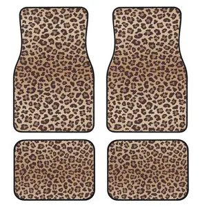 4-Piece Leopard Print Car Floor Mats Set, Gradient Color, Universal Fit for All Vehicles, Easy Clean, Comfortable and Protective, Auto Interior Accessories
