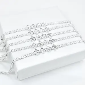 Real Silver Tennis Clover Fine Silver 925 Zirconia Exquisite Bracelet Cuban Bracelet