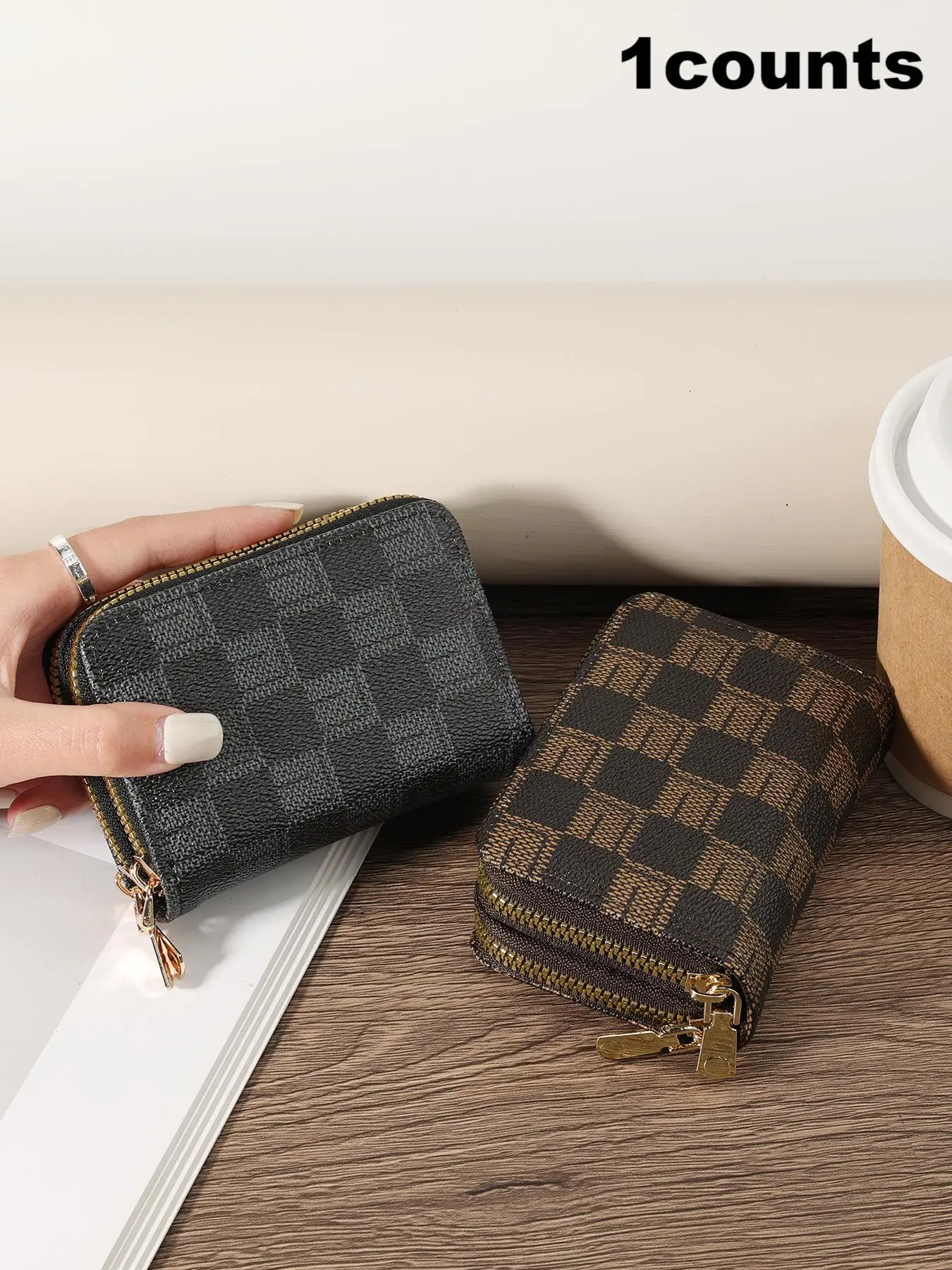 Women's Fashionable Plaid Pattern Zipper Short Wallet, Casual Versatile Card Holder, Trendy All-match Wallet for Daily Use, Credit Card Organizer, Zipper Card Slots