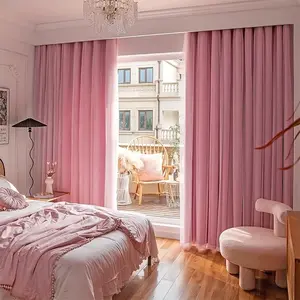 Double Layer Cloth Sheer Thermal Insulated Curtain, Light Blocking Insulated Drapes for Bedroom Living Room, Home Decor for Kids' Room