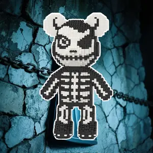7709pcs Halloween Skull Lucky Bear 3D Puzzle Building Block Creative Decoration Gift for Birthday/halloween/festive Occasions