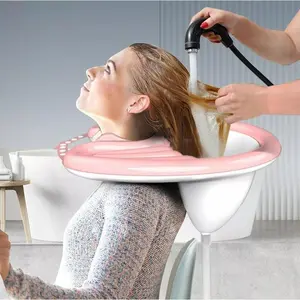 Portable Inflatable Shampoo Basin Set - Foldable Hair Washing Tray for Elderly Pregnant Home Mobile Salon Use
