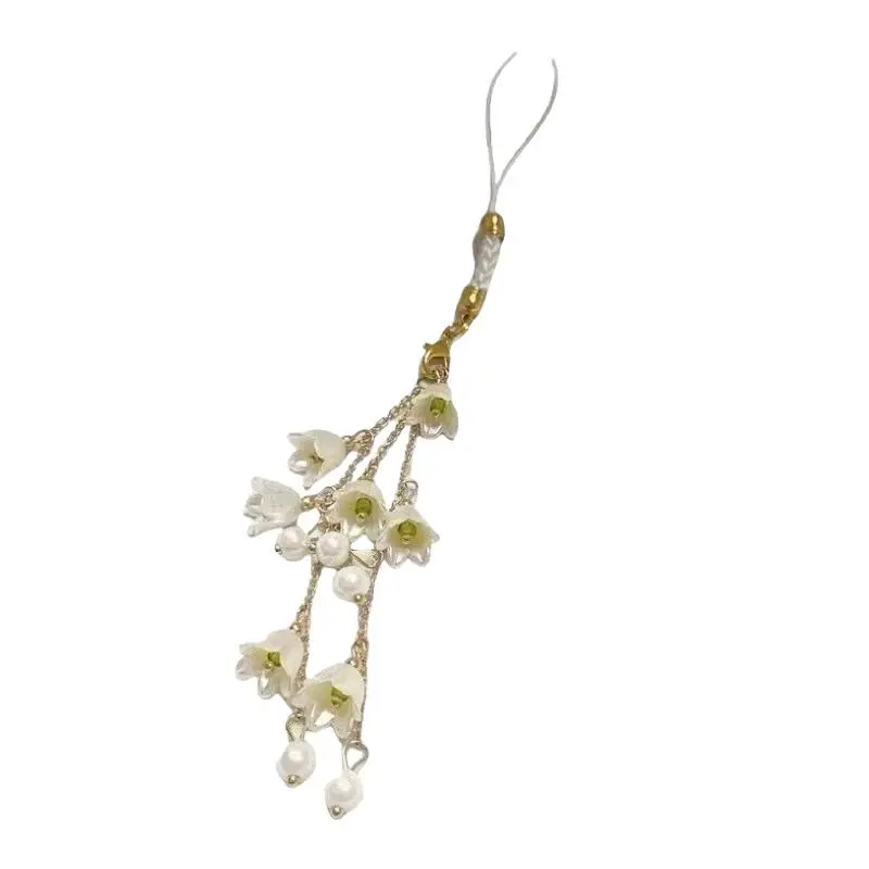 White Lily Flower Phone Charm Elegant and Delicate Mobile Accessory, Ideal Gift for Friends and Family