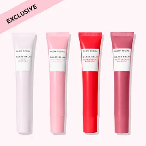 Glow Recipe Glass Balm Bundle - 4 Piece Lip Bundle Set, Hydrating Gloss, High Shine