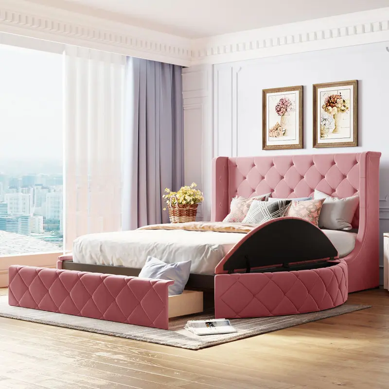 Pink + Upholstered+Queen