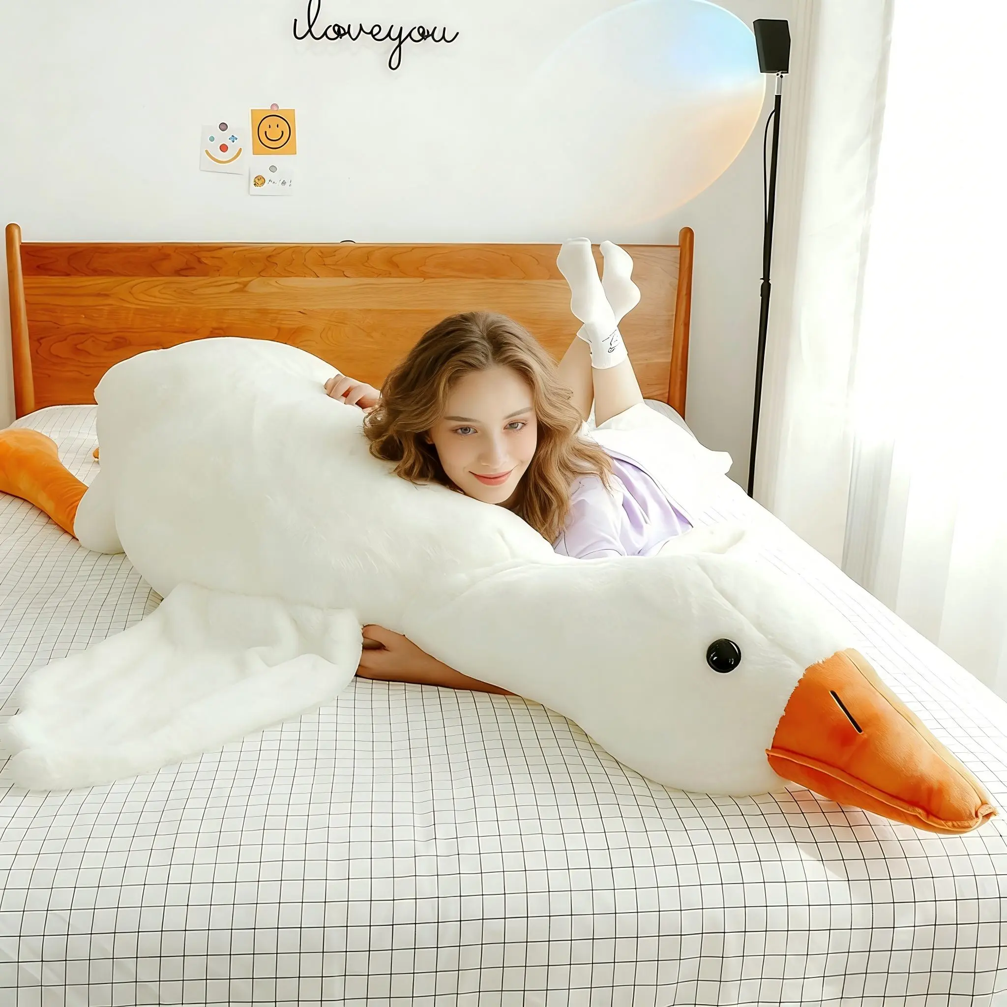 74.8 in Extra-Large Cute Big White Goose Pillow Plush Toy Soft Plush Material Ideal for Hugging Sleeping and Relaxation Perfect Gift for Plush Lovers gifts backtoschoolshopping