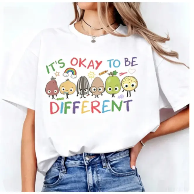 It's Okay To Be Different Shirt, Sped Tee, Neurodiversity Gift,   Teacher Shirts, RBT Shirt, School Counselor Top Womenswear