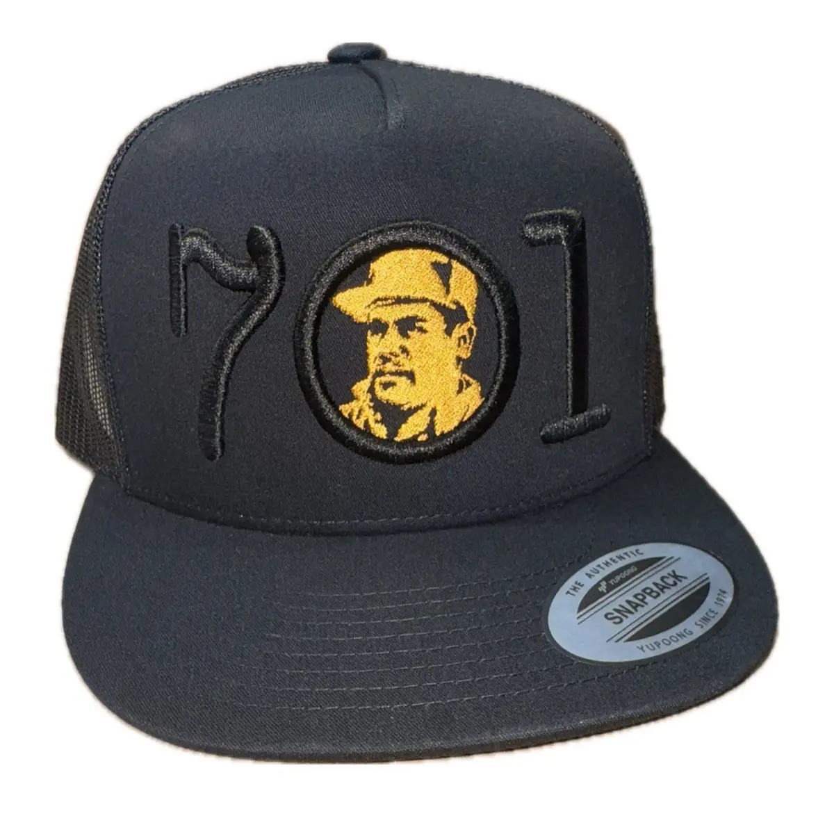 701 Adjustable Snapback Trucker Hat - Black Fashionable Cap with Bold Emblem, Ideal for Casual Wear, Adjustable Cap, Fashionable Hats