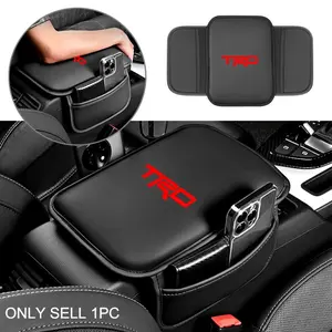 Universal Car Armrest Box Pad, Leather Armrest Cushion with Pocket, Central Memory, Compatible with Toyota Models