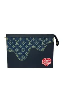 Pre-owned Louis Vuitton Leather Crossbody Bags X Nigo Taurillon Denim Drip Pochette Voyage MM Crossbody Clutch Bag