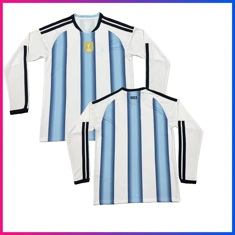 Messi 10 J.ALVAREZ 9 (S~4XL) 2026 Argentina Home Customize Long sleeves Football Jersey Shirt