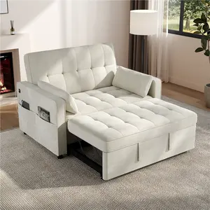 【2 packages】Costoffs 3-in-1 Pull-Out Sofa Bed Couch, Convertible Sleeper Chair with USB Ports, Adjustable Backrest, Storage Pockets, for Small Apartments & Studios
