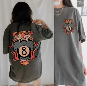 Lucky Leopard Tee Comfort Colors® Traditional Tattoo T 8 Ball Shirt, Grunge Streetwear Vintage Western Lucky Me Shirt, Yallternative Aesthetic