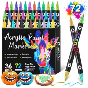 Acrylic Marker Set, 24/48/72 Color Dual TipMarkers for Rock Painting, Stone Art, Glass &Wood Drawing DIY Crafts Supplies, AcrylicPaint Pens, Easter egg painting sets, the best choice for gifts
