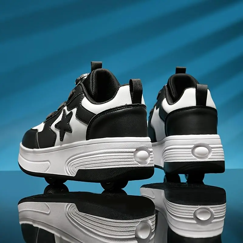 Kids' Casual Roller Skates - Ride on Detachable Wheels, Rotating Closure, Breathable Lining, Shoes with Wheels for Rollerskating, All Seasons Wear Trainers, Ride On Wheels, Boys & Girls