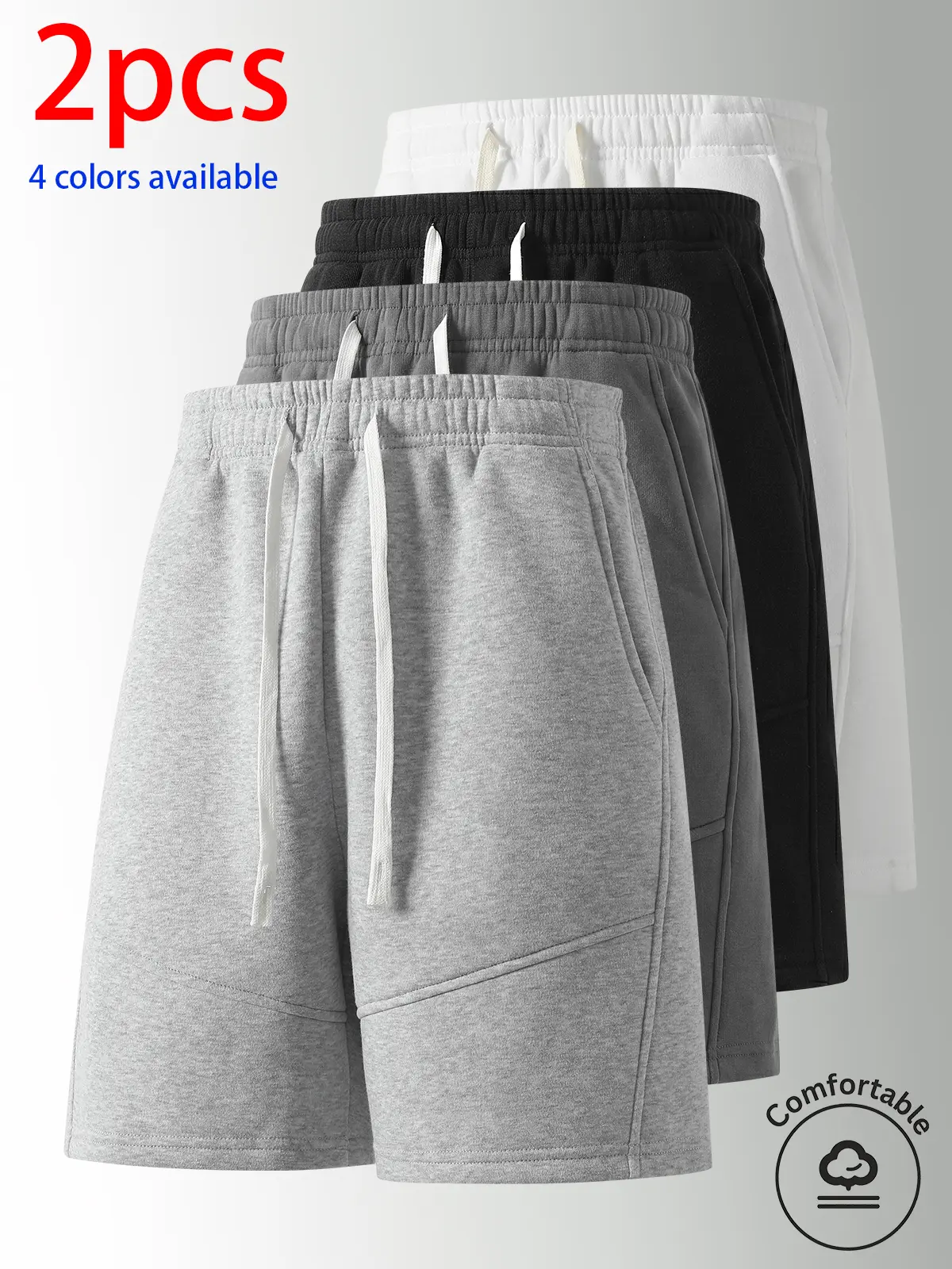 Men's shorts, men's bermuda shorts.Loose straight fit, elastic waistband with drawstring that doesn’t squeeze, 3D paneling, cut design to enhance leg shape.Solid color, simple and versatile—suitable for everyday outings, workouts, home wear, sleeping, and