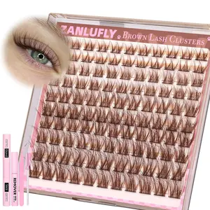 110pcs C Curl Cartoon Eyelash Cluster Kit, Eyelash Extensions Kit, Natural Look Fine Thread DIY Eyelash Extension Set with Glue Remover Tweezers Brush