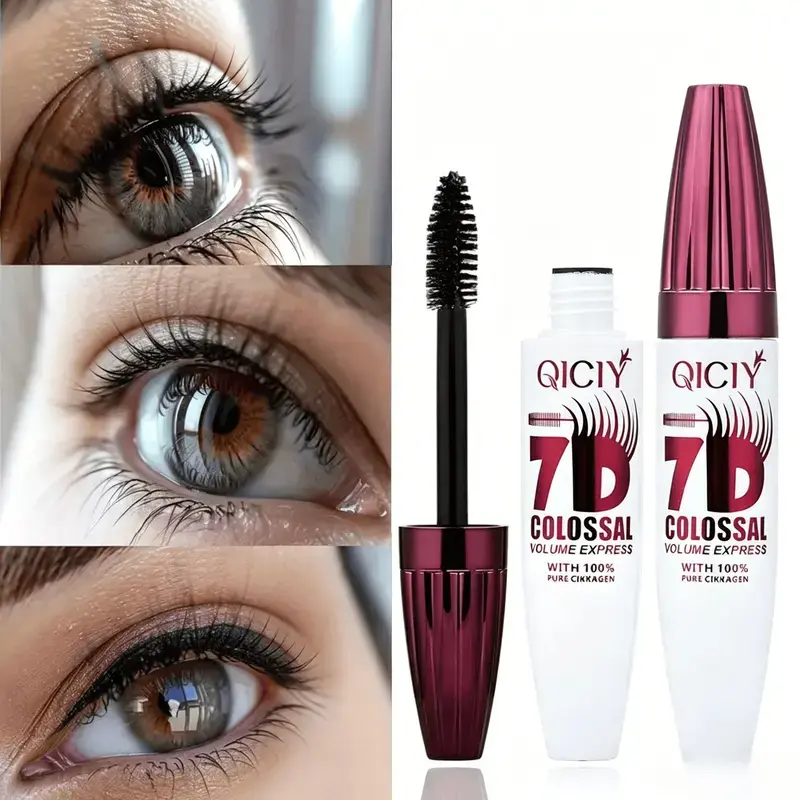 7D Waterproof Volume Mascara, Long-Lasting Natural Curling Lashes for Professional Eye Makeup, Enhancing Volumizing Mascara for Women and Girls, Beachproof Mascara, Voluminous Mascara