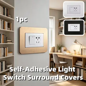 7.5cmx12cm 1Pc Self-Adhesive Light Switch Surround Covers, Double Socket Surround Lamp Switch Panel, Acrylic Socket Indicator Square Decorative Frame Sticker, Acrylic Wall Sticker, Peel And Stick, Suitable For Home Decoration