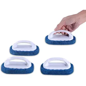 Scouring Pad Brush kit 4 count, Cleaning Brush with Handle, Dish Scrub Brush, Bathroom Brush, Sink Scrub Brush