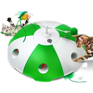 Bentopal Interactive Cat Toys Rechargeable, Touch Activated Feather Toy with Bird Sounds, 6 Holes Maze Mouse Catching Game for Indoor Cats