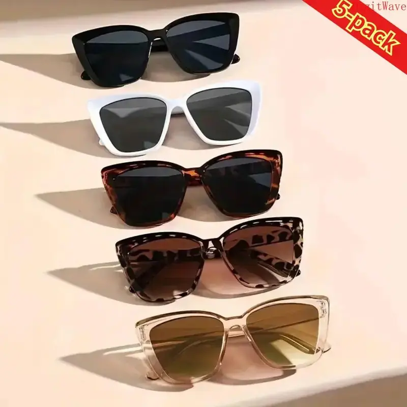 2-Pack Unisex Oval & Clear Oversized Cat Eye Sunglasses  display picture 2