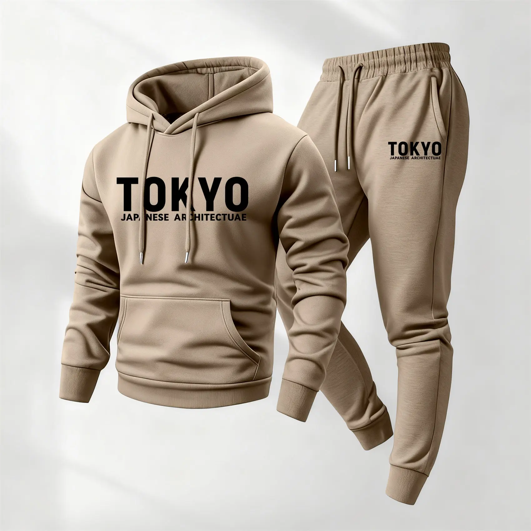 Men's Tokyo Printed Hoodie and Drawstring Sweatpants Set, Menswear, Casual Athletic Long Sleeve Hooded Jacket & Trousers for Fall & Winter, Men's Clothing for Daily Wear, Sportswear Indoor Outdoor, Tracksuit, Athleisure Summer Clothes