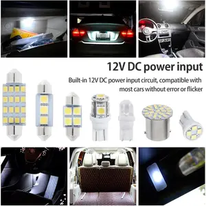 42/20pcs White Car LED Interior Combo Trunk Dome Light Mini Bulbs Kit Footwell Lamp License Plate Lights Headlight Accessories