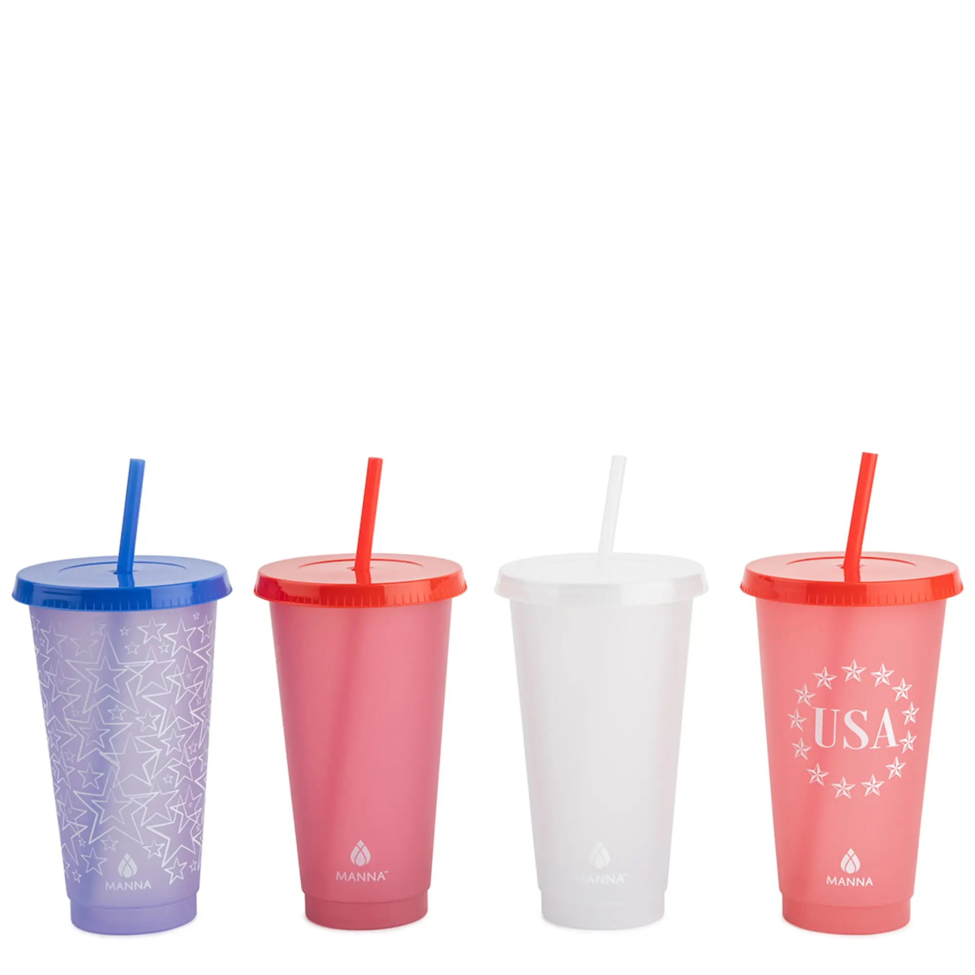Portable Reusable Plastic Water Bottles - 4PK 24 oz Patriotic Color Changing Bottle Drinkware for Kitchen Use, Set, Tumbler Portable Reusable Plastic Water Bottles - 4PK 24 oz Patriotic Color Changing Bottle Drinkware for Kitchen Use, Set, Tumbler