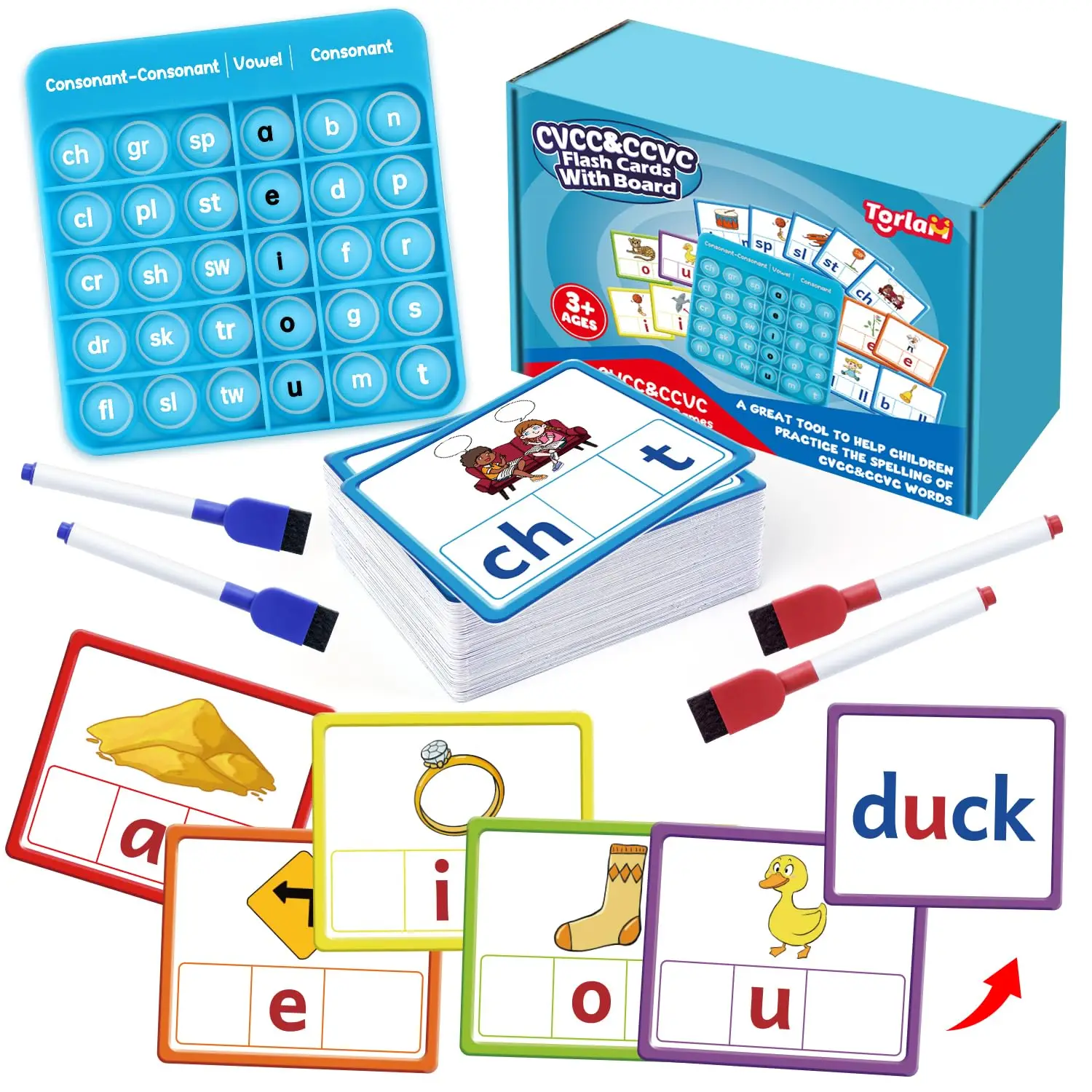 CVCC & CCVC Word Games, Sight Words Flash Cards Spelling Reading Learning Phonics Games, Speech Toy, Kindergarten Classroom Must Have Learning Activit