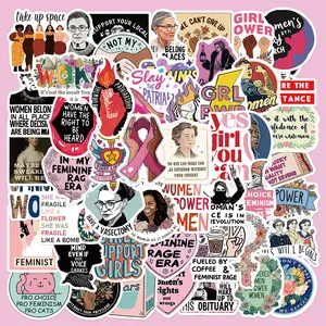 50pcs Feminist Pink Stickers Series, Office Supplies and Notebook Accessories, Suitable for Scrapbooks, Diaries, Laptops, Water Bottles, Cars, Etc., Featuring Designs Based on Beliefs.
