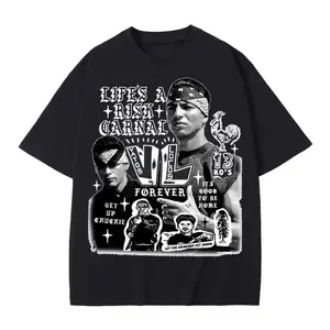Men's Premium Cotton Short-Sleeve Round Neck Fitted T-Shirt - Streetwear Vintage Casual T-Shirt, Chicanos-Chicana Clothing, Mexican Movie-Inspired Old School Barrio Firme Tattoo Art, Lowrider OG Vibes Everyday Top, Vintage T-Shirts