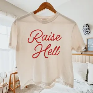 Comfort Colors Boxy Crop Tee Raise Hell Graphic Shirt Feminist Statement Cropped Top Women Tee