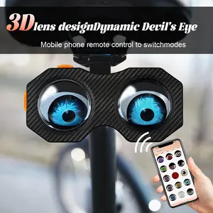Bike Tail Light, Rechargeable Bicycle Tail Light LED Devil Eyes Light with App Control, Programmable Demon Eyes, Rear Bike Light for Bikes and Motorcycles