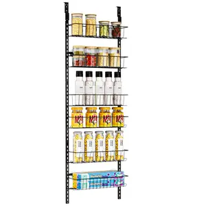 DELAMU Pantry Door Organizer, Adjustable Metal Door Over Door Pantry Organizer, 6 Tier Over Door Storage Rack, Kitchen Pantry Door Organizer and Storage Cabinet, D5 W16.6 H52.1 Inch Hanging Hangable bathroom organizer metal storage rack sturdy metal