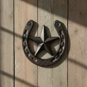 Star and Horseshoe Wall Plaque, Western Cast Iron Decor