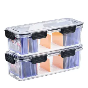 Toploader Storage Box, Trading Card Storage Box with 5 Dividers, Hard Plastic TCG Card Storage Box for Top Loaders, Large for 165 Toploaders 650 Cards