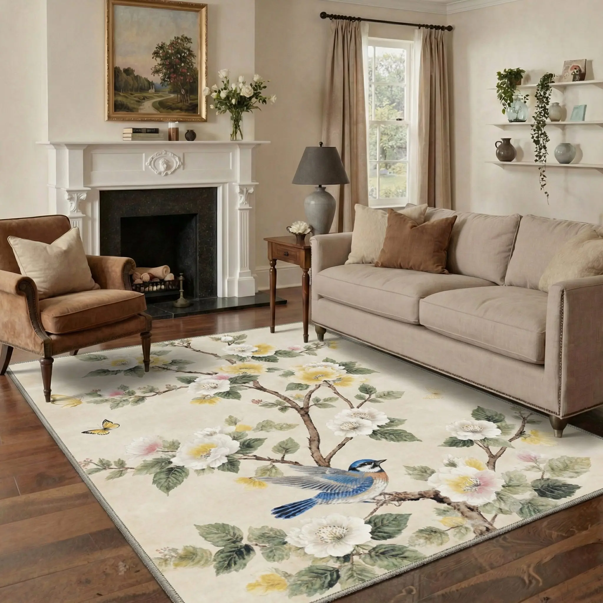 【Back To School】GENIMO Home Carpet – Machine Washable, Soft, Pet Friendly, Non-Slip Area Rug, Perfect Floor Rug for Living Room, Bedroom, Kitchen, Hallway ,ARE2039-BLOOM