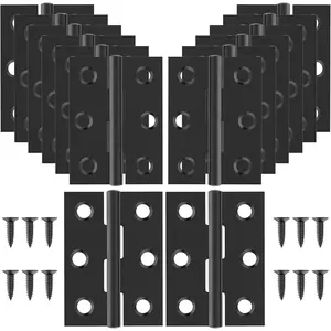 16 count Small Stainless Steel Door Hinges, 2 inch Window Folding Hings, Home Furniture Hardware with 96 Screws (Black)