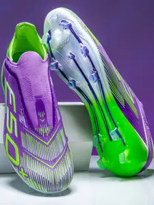 New Youth High-End Seamless Professional Football Shoes, Soccer Cleats, Long Studs Dual Material Sole, Elastic Low-Cut, Tpu Face, 3 Colors, Sizes 35-45