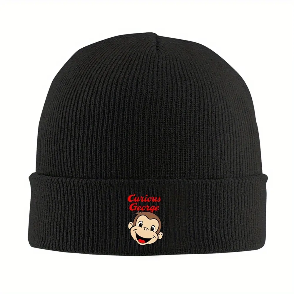 Unisex Cartoon Knitted Hat, Breathable Acrylic Winter Cap for Everyday Casual Wear and Outdoor Travel, Beanie, Soft On Skin, Fitted, Hand Wash Only, Skin-Friendly, Outfits, Dry In Shade, One Size