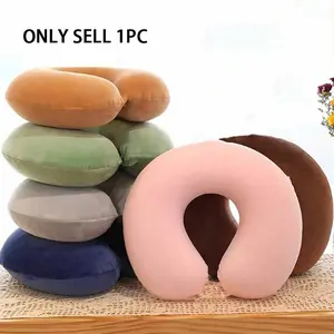 1pc Pure Color U-Shaped Pillow, Travel Neck Pillow, Comfortable Soft Cover, Portable for Home Office Train Car Camping Plane RV