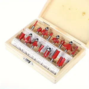 15pcs JAIJING Carbide Woodworking Tool Set - Precision Milling Cutters with 1/4" Shank for DIY Wood Projects, Includes Handy Storage Box, Ideal for Crafting Lines & Edges on Wood/Hard Floors Drill Bits Cutting