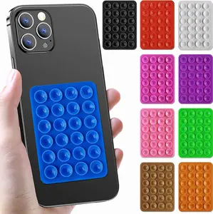 2 Pcs Sillicone Suction Phone Case Mount, Adhesive Phone Case Mount Mat, Square Suction Cup Phone Case Holder, Hands Free Mobile Holder Accessory for Selfies and Videos