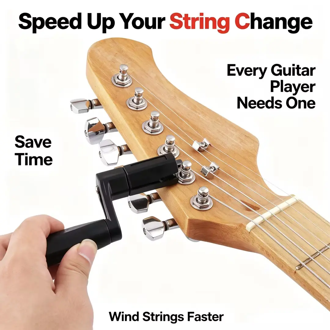 Guitar Player Multifunctional Guitar String Winder, 2-in-1 String Winder & Bridge Pin Remover, Detachable Crank Handle for Steel String Acoustic & Electric Guitar