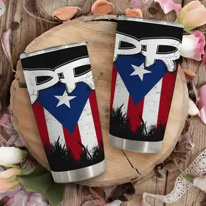 1pc 600ml Puerto Rico PR Flag Pattern 304 stainless steel large capacity travel mug.throw blanket. comfy throw blanket. 20oz insulated water bottle. chairs ideal for Puerto Rico lovers and as a patriotic gift