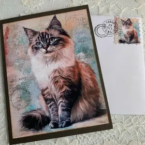 Handmade Cat-Themed Greeting Card with Envelope for Gifts & Occasions
