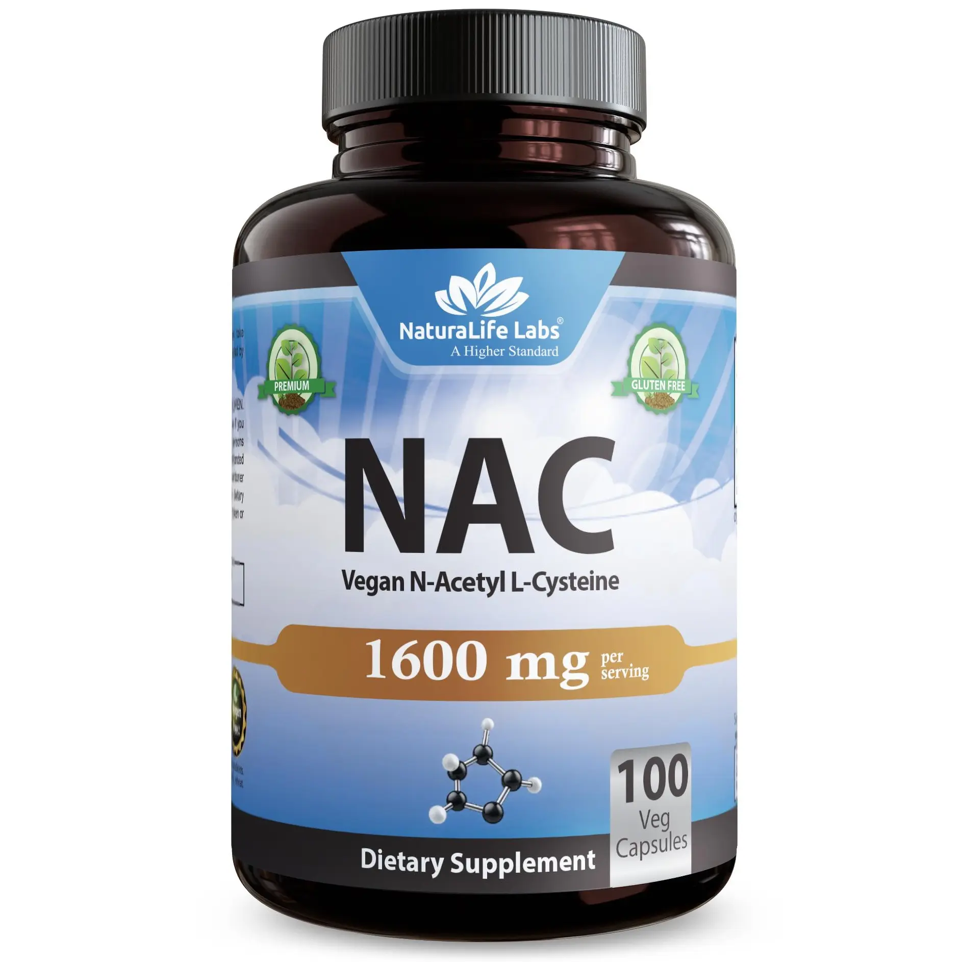 NaturaLife Labs N-Acetyl-L-Cysteine (NAC) 1600 mg – 100 Capsules, Non-GMO & Gluten-Free NaturaLife Labs N-Acetyl-L-Cysteine (NAC) 1600 mg – 100 Capsules, Non-GMO & Gluten-Free